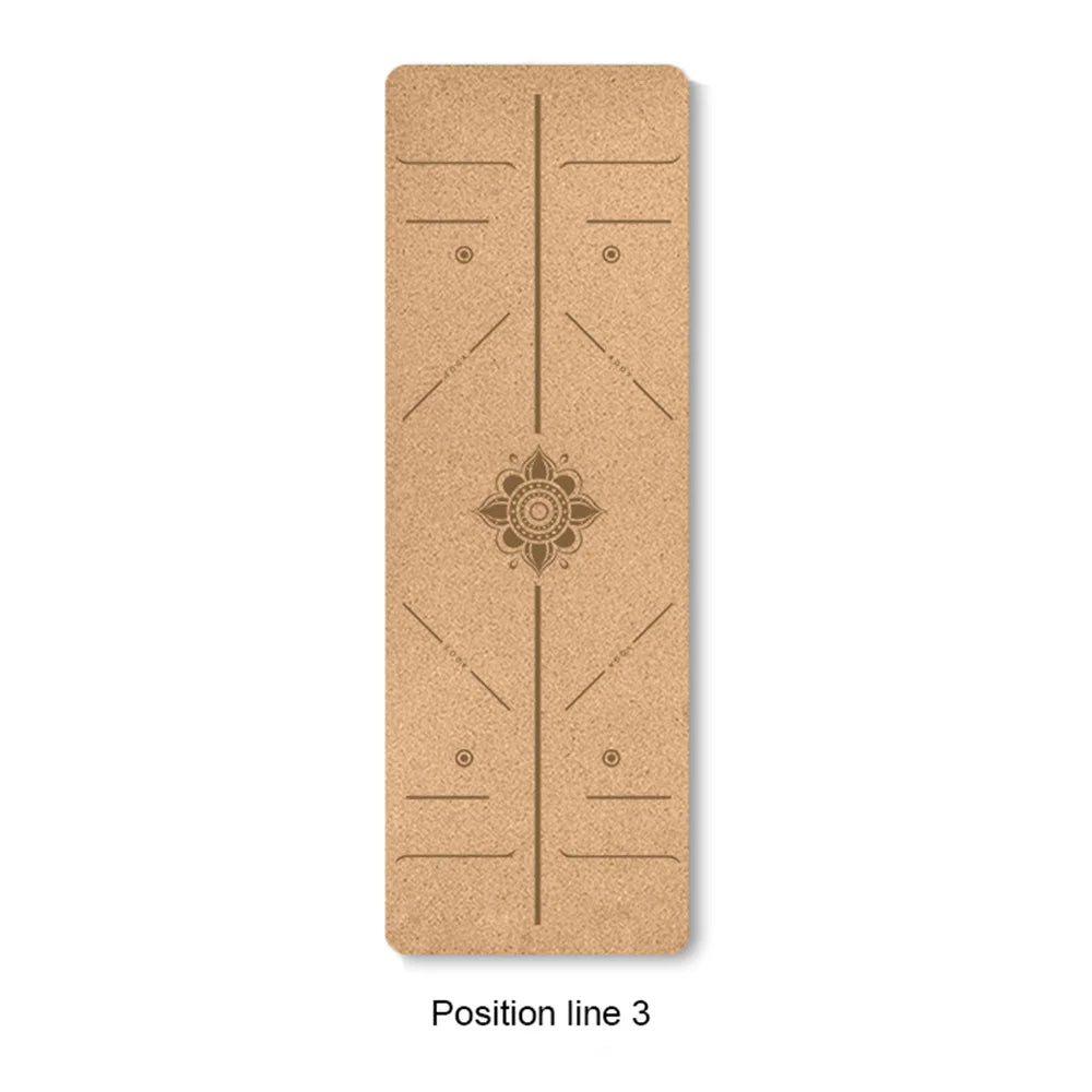 183cm TPE Natural Cork Anti-Skid Yoga Mat with Position Line - Sweatproof, Tear-Resistant, Perfect for Sports, Fitness, Pilates - Image 5