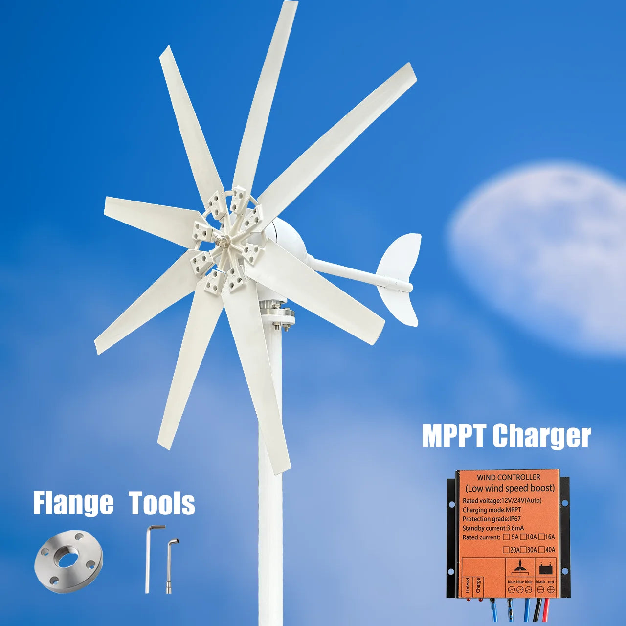 3000W High Efficiency Wind Turbine Off Grid System 12V 24V 48V Output Voltage 220V 230V 240V Home Appliance Power Supply System - Image 6