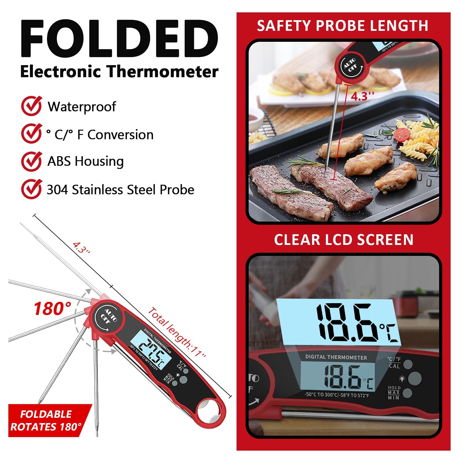 Digital Kitchen Thermometer Food Tools Electronic Cooking Probe BBQ - Image 4